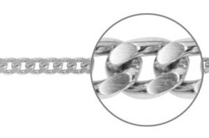 Flachpanzerkette mit einem Durchmesser von ca. 2,8 mm. Curb chain with a diameter of approximately 2.8 mm.